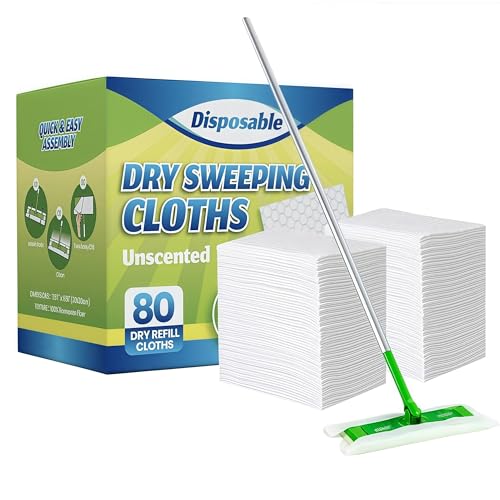 SUZZYVINE Dust Magnet Flash Dry Floor Wipes Flash Dry Mop Refills Electrostatic Floor Cloths for Flat Swivel Mop 20x 30cm Pack of 80 (80Count)
