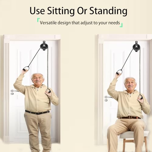 Image of Shoulder Pulley for Physical Therapy with Fixed Metal Bracket, Shoulder Pulley Over The Door Physical Therapy System, Over Door Exercise Pulley for Injury Rehab Recovery Stretching | Quiet Increase Pulley, For Home Use, To Relieve Shoulder Pain
