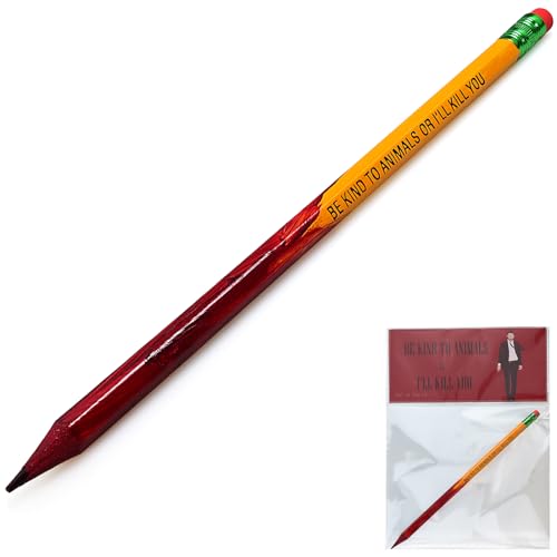 TOMZEGNA Blood Pencil John Movie Props Cosplay for Fans, Hand Painted Pencil Be Kind To Animals Or I'll Kill You