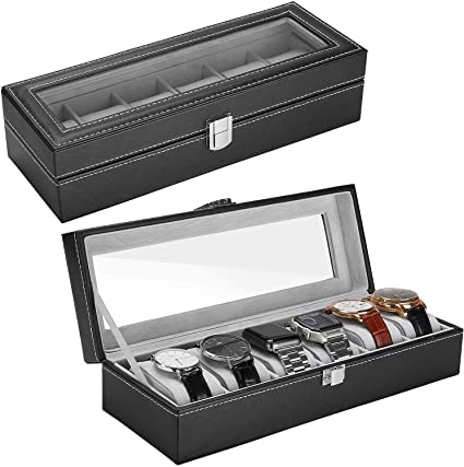 SOLDTRUE Watch Box 6 slot Elegant Portable Black Watch Collection Box Case Organizer for Storage Display Holds Watches jewelry Box for Men & Women Multicolor (B0B59NJKSF) Amazon Price History, Amazon Price Tracker