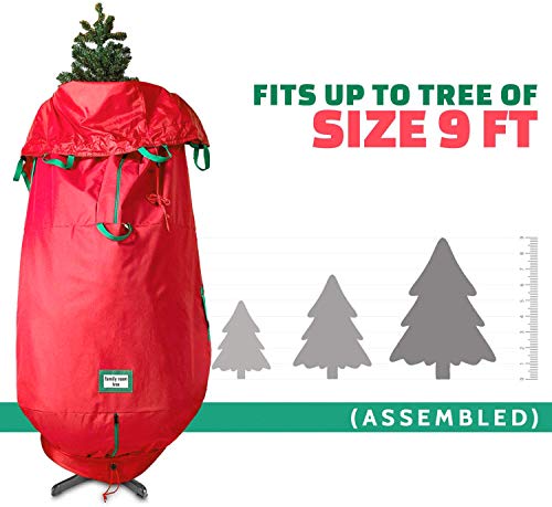 Upright Christmas Tree Storage Bag – Heavy Duty Tear Proof 600D/ Inside Pvc Material For Extra Durability – Holds Up To 9 Foot Assembled Trees – Stays Attached To Stand - Premium Durable Quality #TOP4