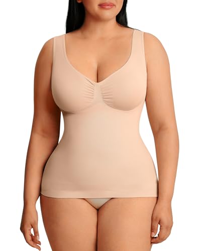 Image of FeelinGirl Women Shapewear Tank Top Tummy Control Compression Tanks V Neck Seamless Body Shaper Camisole Tops for Women