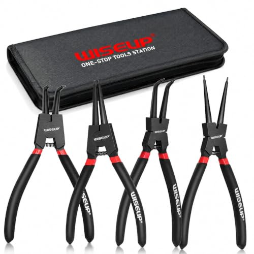 Image of wyevee Circlip Pliers, 170mm 4-Piece Snap Ring Pliers Set with Internal & External Straight & Bent Tip Circlip Pliers, Heavy-Duty Industrial Carbon Steel Pliers Set, Comfortable Grip，with Storage Bag
