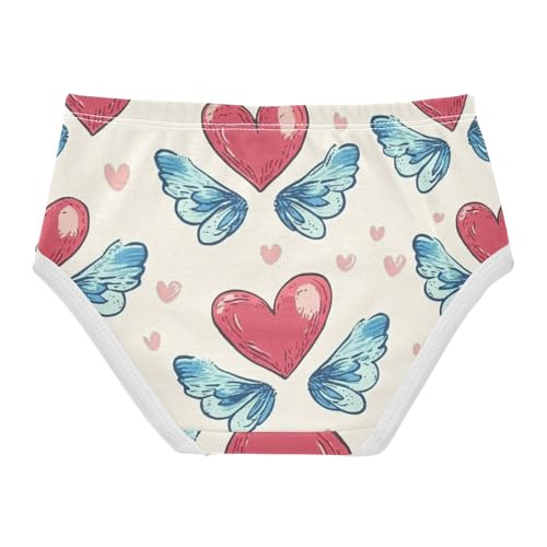 Elastic Waistband Panties Organic Underwear for Young Girls Ed Heart with Blue Wings in Sizes 2T,3T, 4T, 5T, 6Y and 8Y2