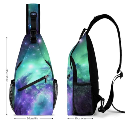 Mochila cruzada deportiva tipo sling Galaxy blanca unisex miniatura 2