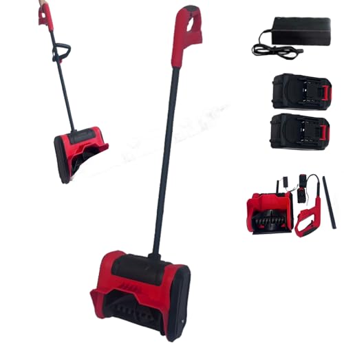 Hooha Akku schneeschaufel/Schneebürste/schneeräummaschine für Kontinuierliches Schneeschaufeln&Mehrfaches Schaufeln（Inkl. 21V 2x2.0Ah Akkus&Ladegerät&Arbeitsbreite 32cm&Schneehöhe 15cm&Wurfweite 8m）