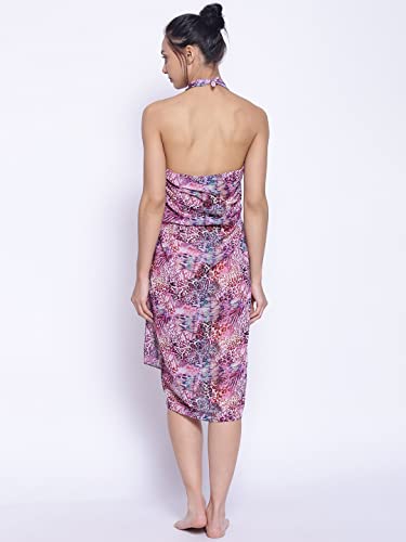 Image of EROTISSCH Women's Poly Georgette One-Piece Swimsuit Cover-Up Sarong, Made of 100% Polyester, Quick-Dry, Lightweight Beachwear for Girls with Adjustable Halter Neck, Suitable for Beach,Resort&Pool