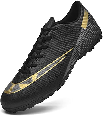 HaloTeam Men's Soccer Shoes Cleats Professional High-Top Breathable Athletic Football Boots for Outdoor Indoor TF/AG,R2050 Black,10.5 US