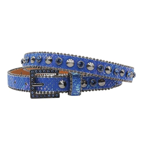 Western Waist Belt with PU Leather Waist Accessory Rhinestones Rivet Studded Adjustable for Men and Women Jeans Dresses
