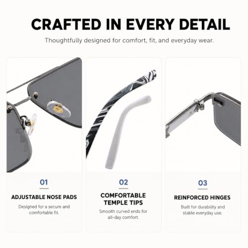 Image of Aviator Sunglasses for Men Women Half Frame Vintage Shades UV400
