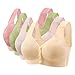 4 Pack Daisy Bras for Older Women No Underwire Full Coverage Front Closure Senior Cotton Bra Push Up Padded Bralettes Posture Close Seamless Support 34b Strapless Snap Plus Size 38a