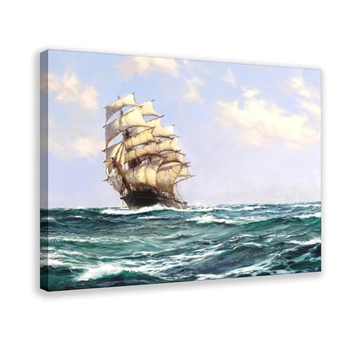 Tableau Clipper Ship Montague Dawson en impression sur toile haute définition cadrée