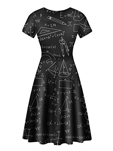 Image of POLERO Women Puffy Swing Elegant Party Midi Dresses Short Sleeve Round Neck A-Line Dress