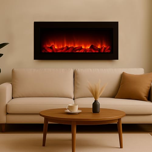 Image of LED Fireplace Lamp Realistic Flame Effect, Vintage Mantel Design, Cozy Ambient Lighting for Home & Office (Black)