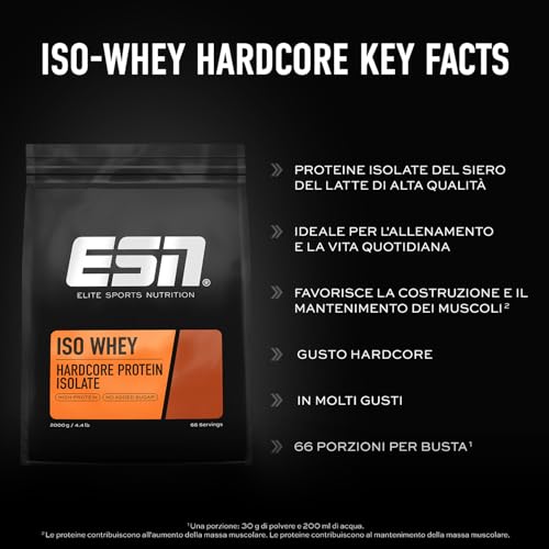 Esn Isowhey Hardcore Protein Powder, Vanilla (Classic), 2 Kg, Fino A 26 G Di Proteine Per Porzione, Made In Germany - 3