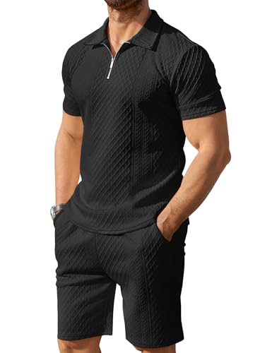 Csqopt Men's Polo Shirt and Shorts Set Summer Outfits Fashion