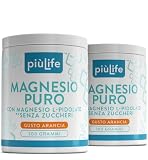 Magnesio in Polvere Pidolato, Carbonato e Citrato PiùLife, 600 g Arancia