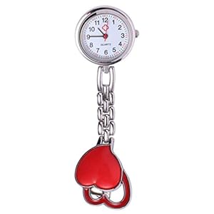 ULTECHNOVO Verpleegstershorloge met hartje, hangend zakhorloge, verpleegstershorloge voor meisjes en dames, broche, horloge, FOB-horloge, hartshorloge met ketting, voor medisch kwartsuurwerk