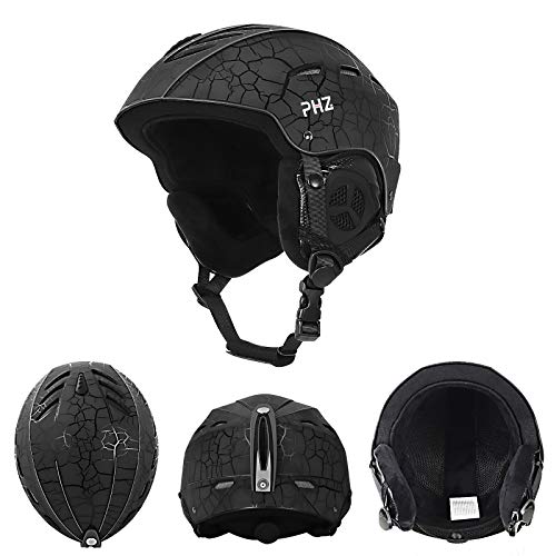 Phz. Ski Helmet, Snowboard Helmet - Adjustable Venting, Goggles And Audio Compatible, Removable Liner And Ear Pads, Safety-Certified Snow Sports Helmet For Men, Women & Youth (Black, Youth/Adult) #TOP5
