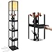 Brightech Maxwell Drawer Edition - Shelf & LED Floor Lamp Combination - Narrow Nightstand with Light Attached - Tower End or Side Table for Office & Bedroom - Black