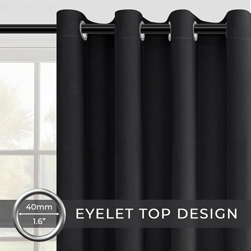 Image of Galaxy Home Decor Premium 100% True Blackout Eyelet Curtain for Window 4 Feet| Thermal Insulated Modern Plain Curtain for Living Room & Bedroom|Pack of 1, Black