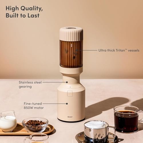 Beast Mighty 850 PLUS Premium Compact Personal Blender 850W, Food Blenders for Kitchen,Extra Vessels, Lids & Straws, Portable Blender Smoothie Maker for Ice, Shakes & Frozen Fruit (Sand) - Image 3