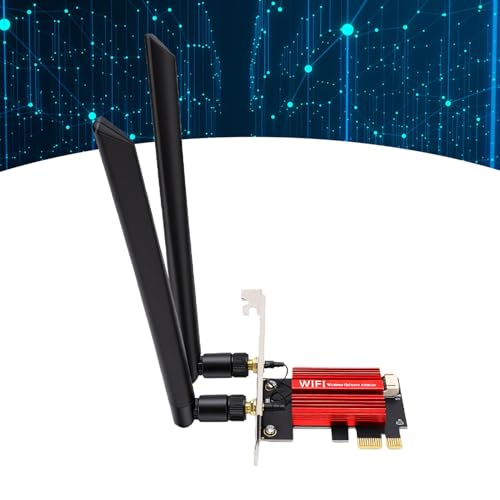 Tarjeta de red PCIe WiFi 6 con Bluetooth 5.3, adaptador inalámbrico dual band 2.4G 5GHz 1800Mbps, antenas de alta ganancia para PC de escritorio gaming streaming miniatura 5