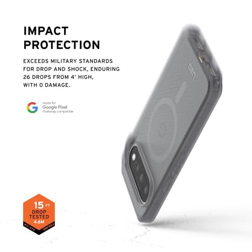 Image of Urban Armor Gear UAG Designed for Google Pixel 11 / Pixel 11 Pro, Dot - Compatible with Magnetic Charging, Rugged Anti-Slip Military Grade Dropproof Transparent Slim Protective Cover - Ash