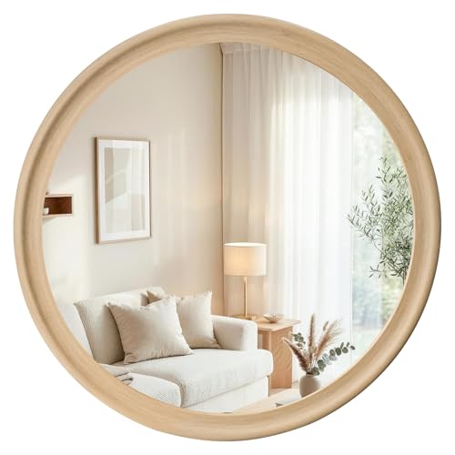 Round Wall Mirrors 36 Inch,Natural Rustic Decorative Transitional Mirror