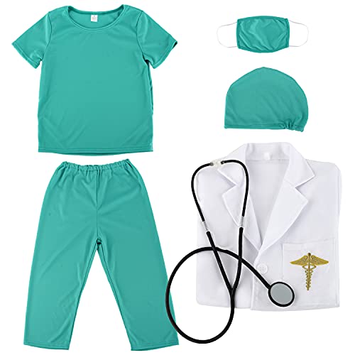 Acecharming Kids Doctor Cosplay Costume Kids Surgeon Dress Up Kids Pretend Role Play Costumes Set and Accessories