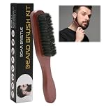 Boar Bristle Beard Brush for Men, Walnut Wood Handle Beard & Moustache Brush, Natural Beard Grooming Brush for Short, Thick and Long Beards