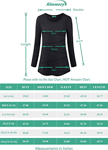 Kimmery Long Sleeve T Shirt Women Junior Athleisure Wear Moisture Wicking O Neck Fitness Pilates Fall Tunic Perfect Length To Wear With Leggings Black Xx Large #TOP4