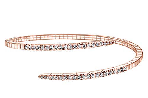 Affy Round White Natural Diamond Adjustable Bypass Cuff Bracelet In 14K Yellow Gold Over Sterling Silver (I-J Color, I2-I3 Clarity, 0.93 Cttw) #TOP2