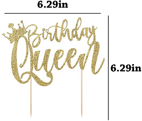 Yuinyo Handmade Glitter Queen Birthday Cake Topper, Happy Birthday Cake Bunting Decor, Birthday Party Decoration Supplies (Purple) #TOP4