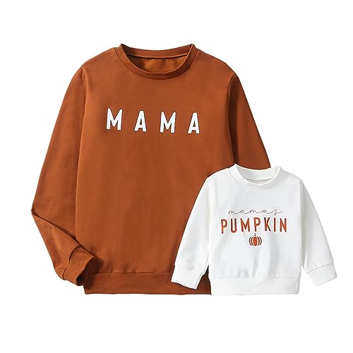 Winioder Mommy and Me Matching Outfits Letter Print Crewneck Pull...