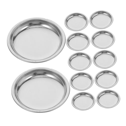 Warmhm 12 pezzi Vassoio Portabustine Tè Acciaio Piattino Rotondo Resistente e Facile da Supporto Stabile per Infusori e Bustine per e Tè