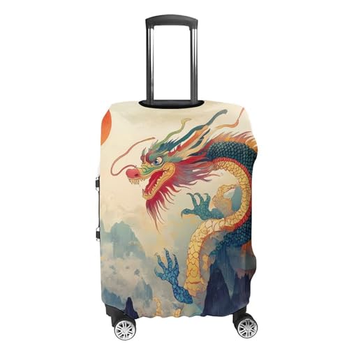 Chinese Dragon Sun Travel Luggage Cover for Suitcase 19-32 Inches Elastic Washable Baggage Protector4