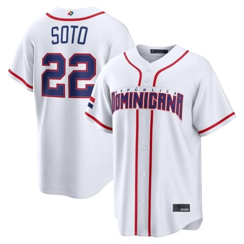 Outerstuff Juan Soto Dominican Republic #22 Youth Size World Baseball Classic Jersey (Home Jersey/White Youth Large-14/16)