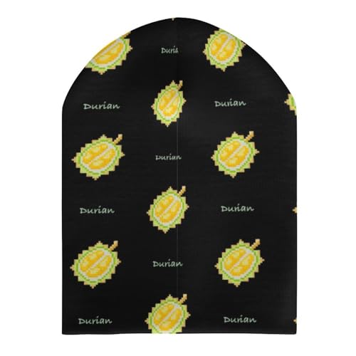Cartoon Durian Pattern Kids Beanie Hat for for Girls Boys Children Cap Winter Knitted Chemo Cancer Headwear Accessories Gifts Decoration Black3