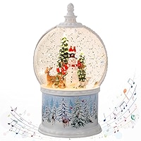 Christmas Snow Globe Lantern With Music & Timer - Snowman Musical Lighted Decor For Holidays