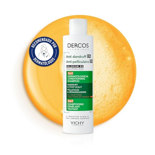 Vichy, Dercos DS Champú Acondicionador Anticaspa 2en1, Elimina la Caspa, Efecto Antirrecaída 6 Semanas, Con Selenio DS y Ácido Hialurónico, Para Todo Tipo de Cabello, 200ml