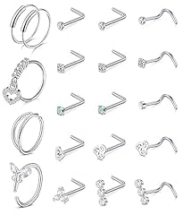 20Pcs Silver color nose rings