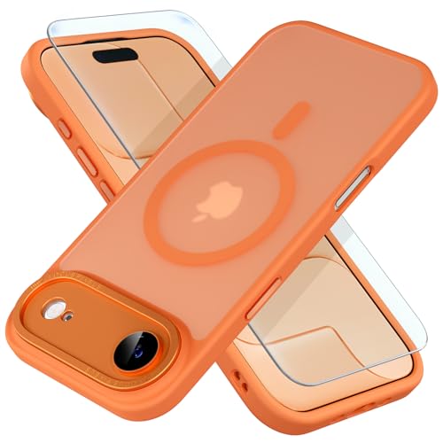 Misea Magnetic for iPhone 17 Air Case Compatible with MagSafe [Military Grade Drop Protection] Full Camera Lens Protector Translucent Matte Phone Case for Women Girls 6.5 inch, Orange - image 1