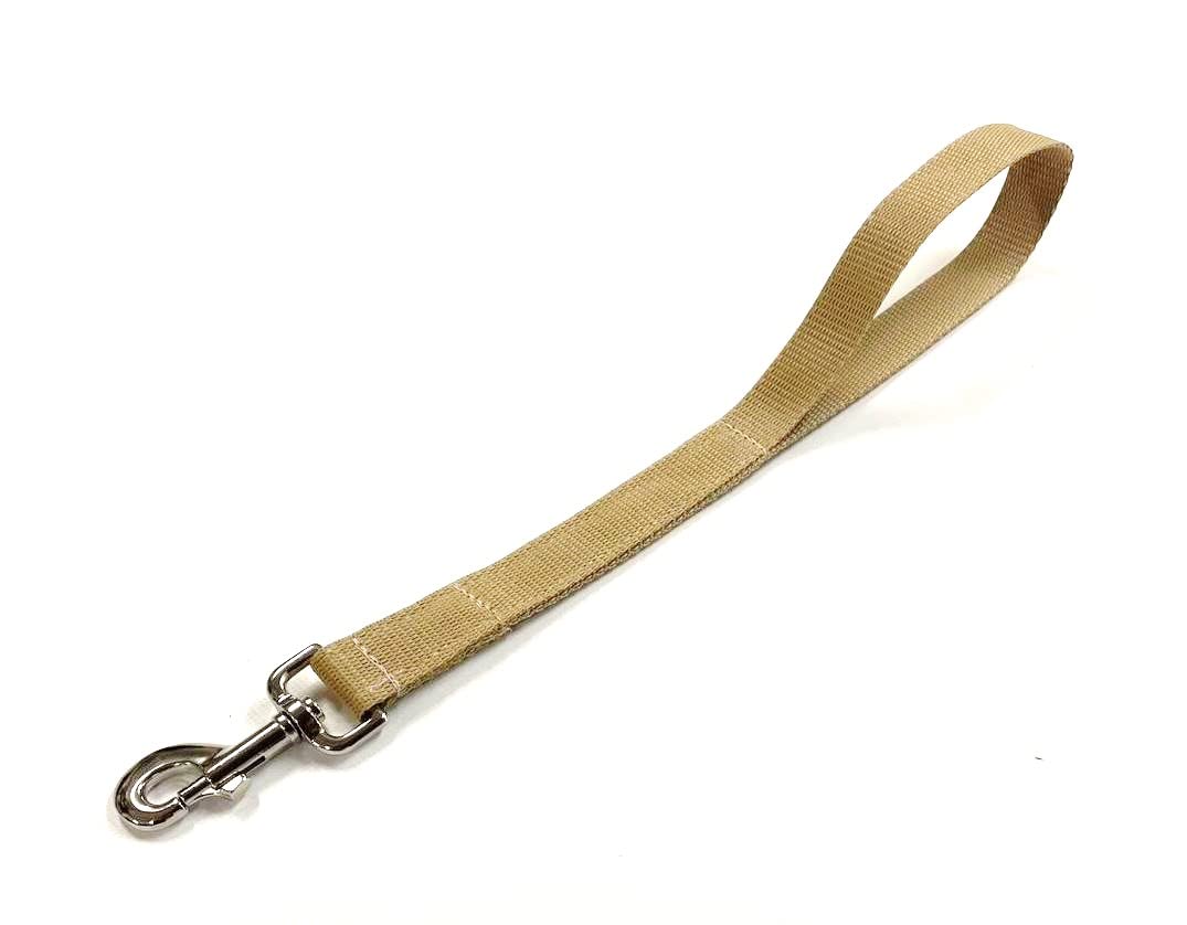 Short Close Control Dog Training Lead Traffic Walking Leash 25mm Polypropylene Webbing (Beige, 20 Inches)