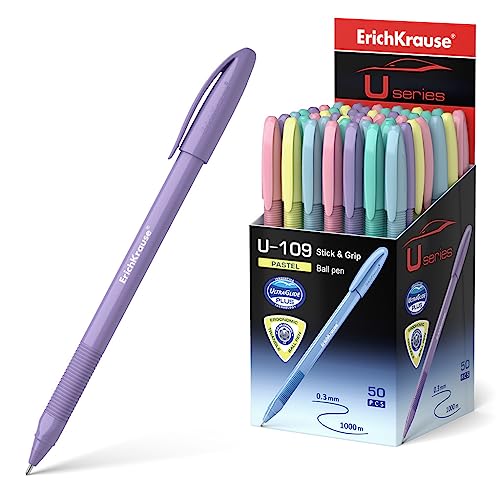 Stylo à bille grip caoutchouc bleu XXL trait fin 0,3 mm U-109