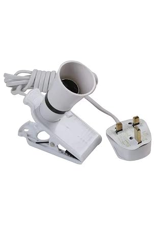 PRO ELEC PEL00523 Clip-On BC Lamp Holder with 2m Mains Lead White