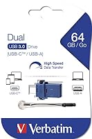 VERBATIM Store 'n' Go Dual USB-Stick I USB 3.2 Gen 1 & USB-C I 64GB I 2 in 1 Speicherstick I USB-C/USB-A I externer Speicher für Smartphone Laptop Notebook & Co I Datenstick I blau/schwarz – Ansicht 5