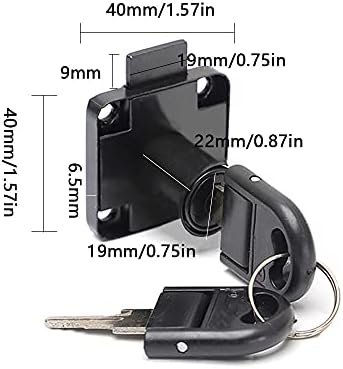GZGXKJ 2 Pack Black Cupboard Office Drawer Cam Lock Filing Cabinet Lock with 2 Keys Square Base Screw Fixed Furniture Security Lock for Furniture Door Household Mailbox Glass Showcase