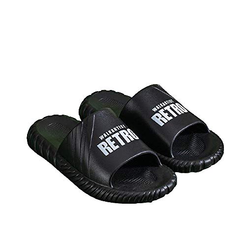 Piscine Maison Accueil Slide Noir, pantoufles de plate-forme d'été d'impression de lettre féminine, sandales à bascule silencieuses de salle de bains de Couple d'intérieur à la maison EU 43-44