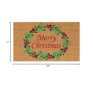 callowaymills 101941729 Christmas Wreath Doormat, 17" x 29" x 0.60", Multicolor callowaymills 101941729 Christmas Wreath Doormat 17 x 29 x 060 Multicolor